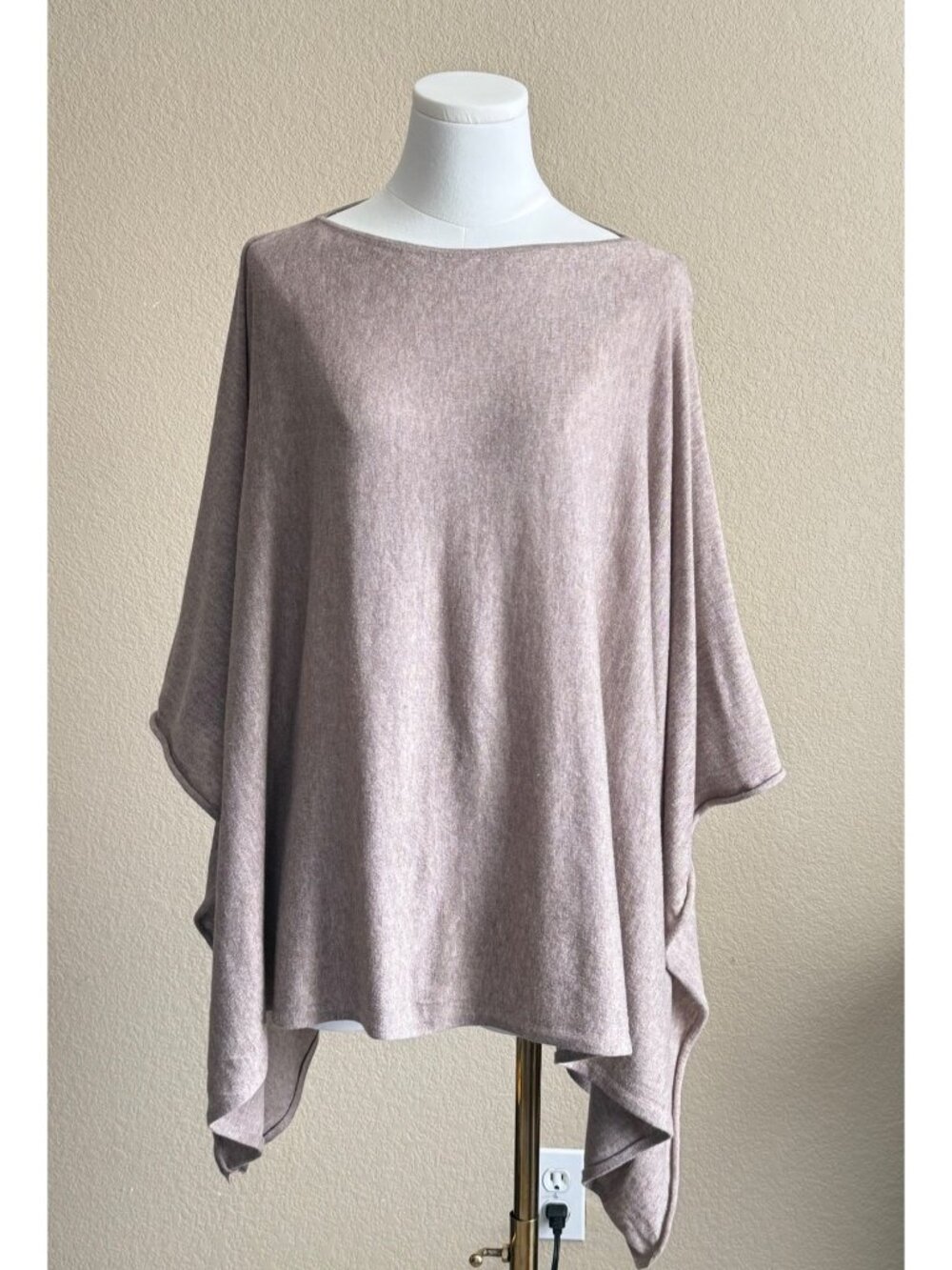 Peruvian Connection Women's Poncho Pima Cotton Knit Heathered Mauve